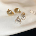 Brushed Gold Plated Metal Geometric Diamond Ear Cuff Earrings, Niche Style Statement Design view 2