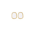 Elegant Cream Enamel Geometric Square Studs With Gold Tone Alloy Rim And S925 Silver Pin Earrings view 5