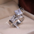Women's Square Cut Zircon Matching Couple Ring Set, Hot Selling Fashion Jewelry view 4