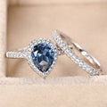 Pear Shaped Teardrop Cubic Zirconia Couple Ring Set For Women Elegant Fashion Accessories view 4