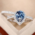 Pear Shaped Teardrop Cubic Zirconia Couple Ring Set For Women Elegant Fashion Accessories view 1