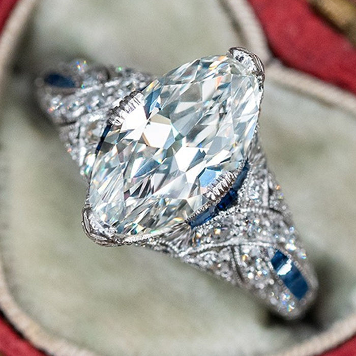 Fashion Commuter Women's Ring With Inlaid Marquise Large Zircon Stone, Elegant Finger Jewelry