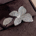 Copper Full Zircon Flower Open Ring For Women, Light Luxury Fine Adjustable Finger Jewelry view 1