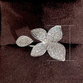 Copper Full Zircon Flower Open Ring For Women, Light Luxury Fine Adjustable Finger Jewelry view 4