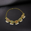 Bohemian Vintage Oval Crystal Rhinestone Pearl Tassel Gold Alloy Statement Jewelry Drop Earrings view 2