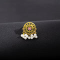 Bohemian Vintage Oval Crystal Rhinestone Pearl Tassel Gold Alloy Statement Jewelry Drop Earrings view 4