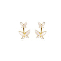 Elegant White Enamel Butterfly Flower Drop Studs Gold Alloy Silver Pin Two Way Luxury Women's Earrings view 5
