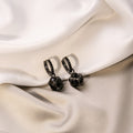 Vintage Square Black Rhinestone Hoop Drop Earrings Luxury Geometric Alloy Dark Style Earrings view 1