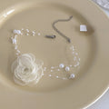 Ethereal Mesh Flower Faux Pearl Three Layer Necklace Fresh Floral Choker Jewelry view 4