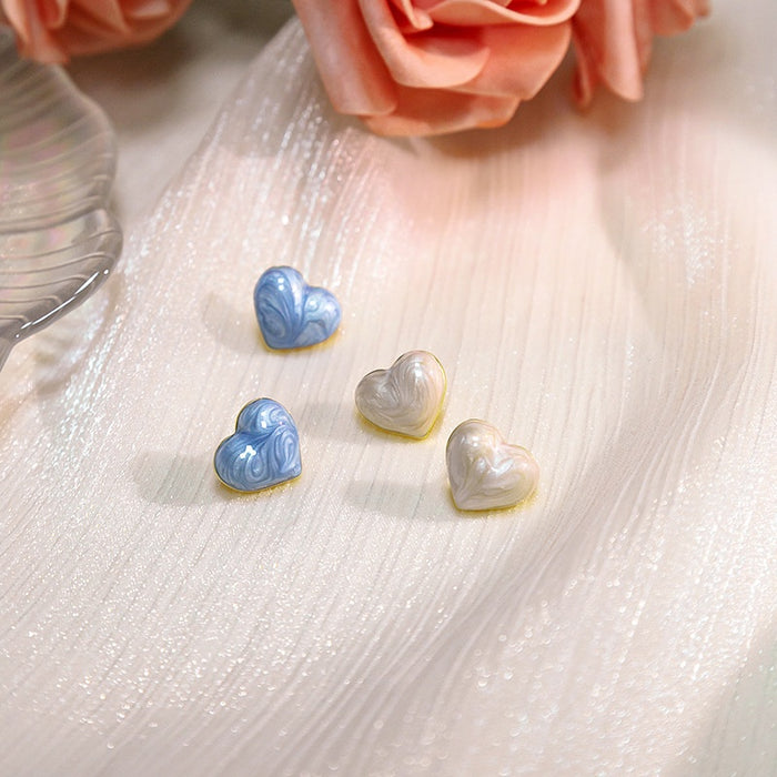 Elegant Sweetheart Heart Enamel Alloy Stud Earrings For Women Summer Fresh Minimalist Cute Style Earrings