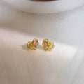 Elegant Gold Alloy Heart Bow Pearl Studs With Pink Zircon Rhinestone And Pearl Sweet Fashion Earrings view 1