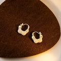 Elegant White Enamel Heart Hoop Huggie Earrings Gold Alloy Plated Vintage Fashion Stud Earrings view 2