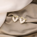 Elegant White Enamel Heart Hoop Huggie Earrings Gold Alloy Plated Vintage Fashion Stud Earrings view 3