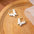 Elegant White Enamel Heart Hoop Huggie Earrings Gold Alloy Plated Vintage Fashion Stud Earrings view 4