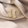 Elegant Luxury Gold Alloy Hook Drop With Round Zircon Crystal Halo Geometric Commuter Fashion Earrings view 2