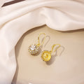 Elegant Luxury Gold Alloy Hook Drop With Round Zircon Crystal Halo Geometric Commuter Fashion Earrings view 4