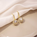 Elegant Luxury Gold Alloy Hook Drop With Round Zircon Crystal Halo Geometric Commuter Fashion Earrings view 3