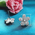 Korean Minimalist Micro Pave Full Zircon Clover Flower Stud Earrings Delicate Jewelry view 5