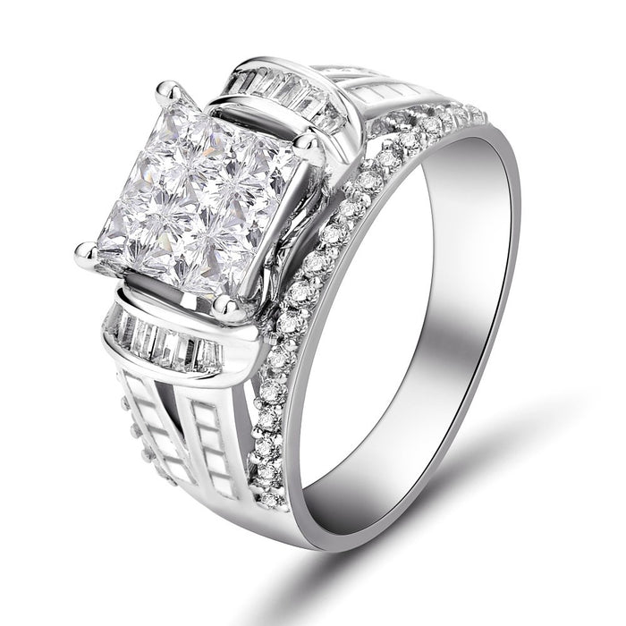 Wide Band Men's Wedding Ring With Full Arm Paved Zirconia Luxury Business Statement Finger Ring