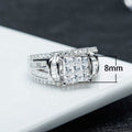 Wide Band Men's Wedding Ring With Full Arm Paved Zirconia Luxury Business Statement Finger Ring view 5