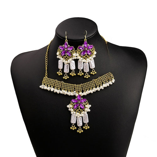 European American Bohemian Tassel Necklace Set, Oversized Vintage Palace Style Accessories