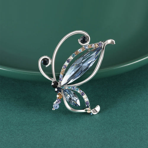 Alloy Rhinestone Butterfly Brooch For Evening Dresses And Suit Lapels