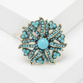 Alloy Turquoise Sunflower Brooch Pin For Vintage Apparel Accessories view 2