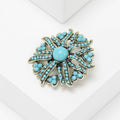 Alloy Turquoise Sunflower Brooch Pin For Vintage Apparel Accessories view 4