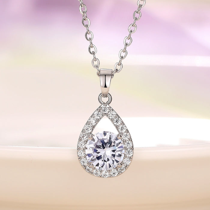 Angel Tear Drop Zircon Pendant Necklace, Minimalist Pear Shaped Choker Chain