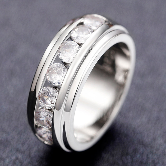Cross Border Men's Wedding Ring, Light Luxury Hip Hop Zircon Index Finger Ring Jewelry