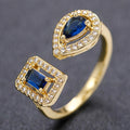 Geometric Teardrop Square Cubic Zirconia Open Ring Light Luxury Adjustable Finger Jewelry view 7
