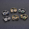 Geometric Teardrop Square Cubic Zirconia Open Ring Light Luxury Adjustable Finger Jewelry view 2