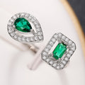 Geometric Teardrop Square Cubic Zirconia Open Ring Light Luxury Adjustable Finger Jewelry view 4