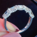 Sparkling T Shape Square Zircon Ring Micro Pave Niche Design Light Luxury Fashion Finger Ring view 1