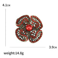 Alloy Rhinestone Flower Brooch Pin With Pearl For Suit Lapel view 5