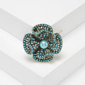 Alloy Rhinestone Flower Brooch Pin With Pearl For Suit Lapel view 6