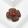 Alloy Rhinestone Flower Brooch Pin With Pearl For Suit Lapel view 2