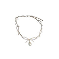 Rhinestone Bow Pearl Alloy Necklace, Fashion Personality Light Luxury Clavicle Choker view 5
