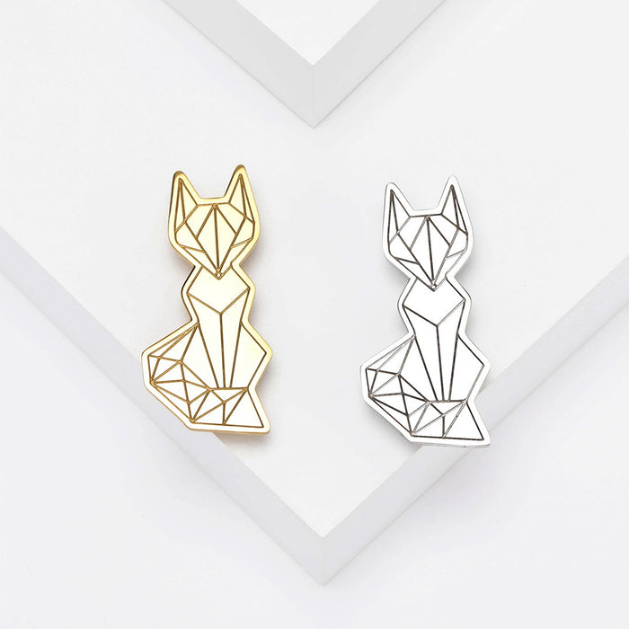 Stainless Steel Gold Fox Brooch Pin For Fashion Apparel