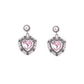 Elegant Pink Heart Zircon Rhinestone Pearl Drop Stud Earrings Luxury Alloy Silver Needle Earrings view 5