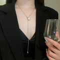 Minimalist Copper Pearl Snake Chain Adjustable Round Bead Clavicle Necklace For Women view 3