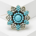 Vintage Alloy Bohemian Flower Brooch With Rhinestones For Clothing view 2