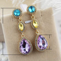 Long Crystal Rhinestone Drop Earrings For Women Korean Style Fashion Jewelry view 4