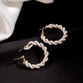 Elegant Geometric Wire Hoop Faux Pearl Beaded Alloy Statement Luxury Fashion Earrings view 4