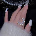 Zircon Pearl Star Moon Inlaid Ring For Women view 1