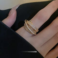Korean Light Luxury Zircon Multi Layer Open Ring For Women view 3