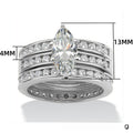 Classic Statement Marquise Eye Three Row Rhinestone Wide Band Imitation Ring For Women view 4