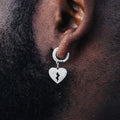 Hip Hop Broken Heart Dangle Earrings With Full Zircon Pave, Unisex Statement Ear Jewelry view 1
