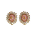Fashion OL Floral Geometric Artificial Crystal Stud Earrings With Silver Pins And Rhinestone Accents view 5