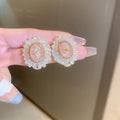 Fashion OL Floral Geometric Artificial Crystal Stud Earrings With Silver Pins And Rhinestone Accents view 2